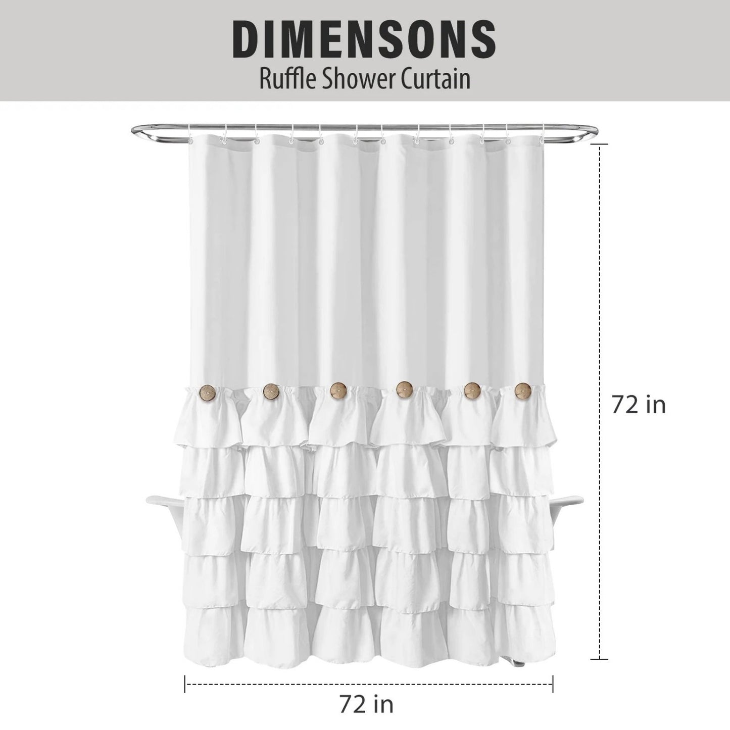 LunaLulinlk White Farmhouse Shower Curtains Cute Ruffle Shower Curtain