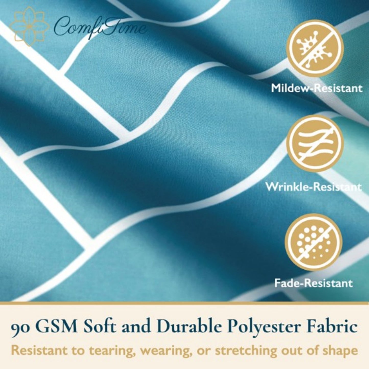 LunaLulinlk Weighted-Hem Fabric Bathroom Curtain