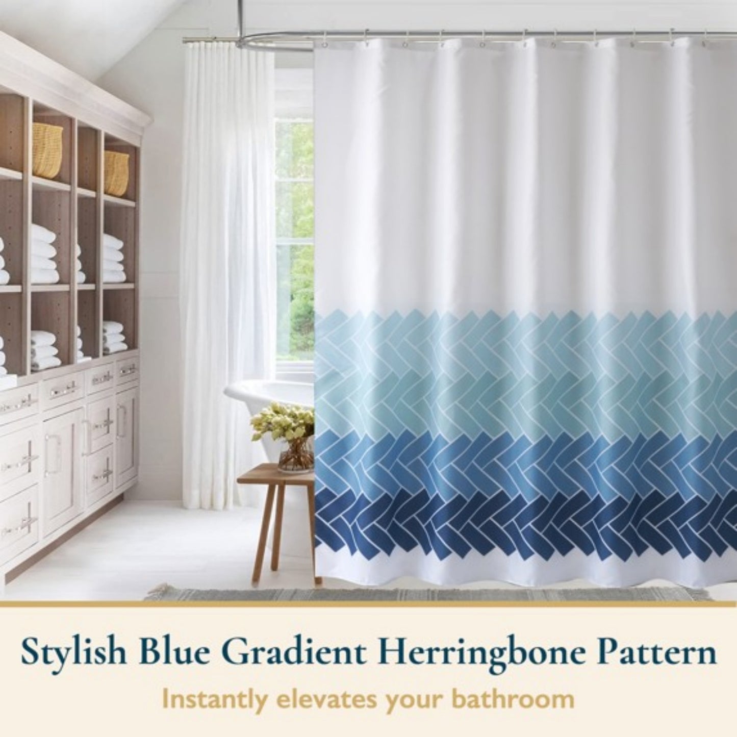 LunaLulinlk Weighted-Hem Fabric Bathroom Curtain