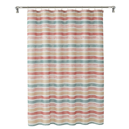 LunaLulinlk Watercolor Multicolor Stripe Polyester Shower Curtain, 72" x 72"