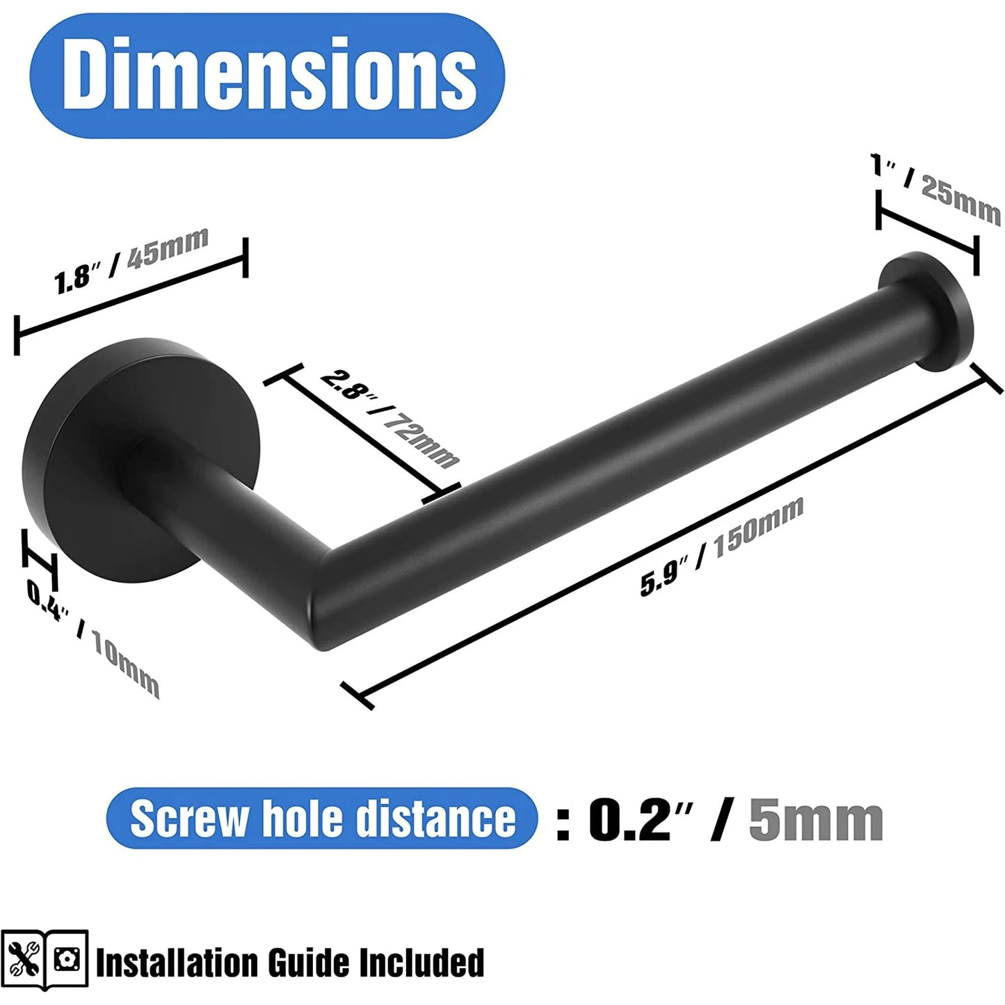 LunaLulinlk Toilet Paper Holder Wall Mount,Matte Black Toilet Paper Roll Holder for Bathroom