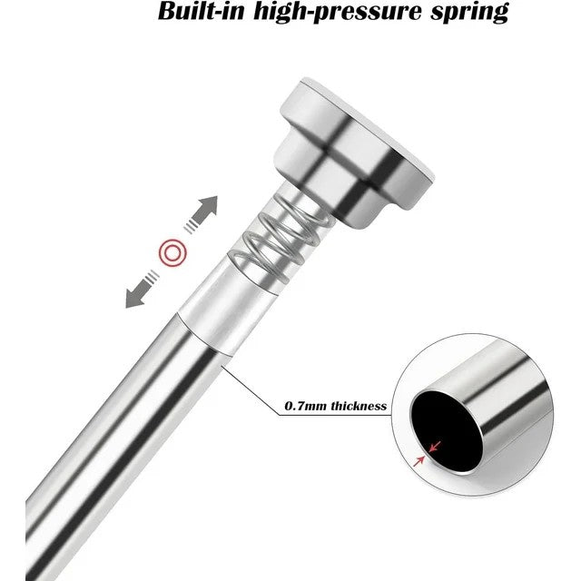 LunaLulinlk Shower Curtain Rod, 32-84(2.6-7ft) Inches with 12Pcs Shower Curtain Rings Adjustable Spring Tension Rod