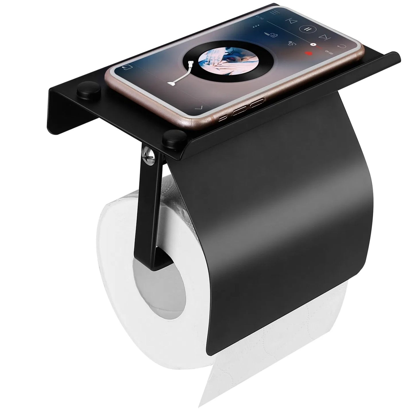 LunaLulinlk Wall Mounted Toilet Paper Holder with Phone Storage Rack Stainless Steel Toilet Roll