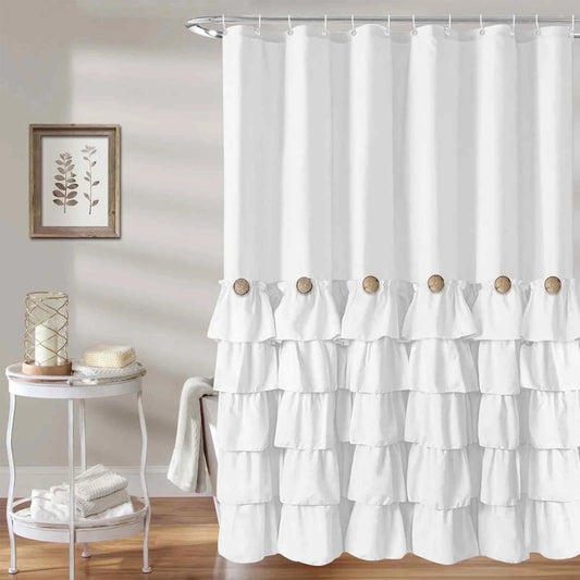 LunaLulinlk White Farmhouse Shower Curtains Cute Ruffle Shower Curtain