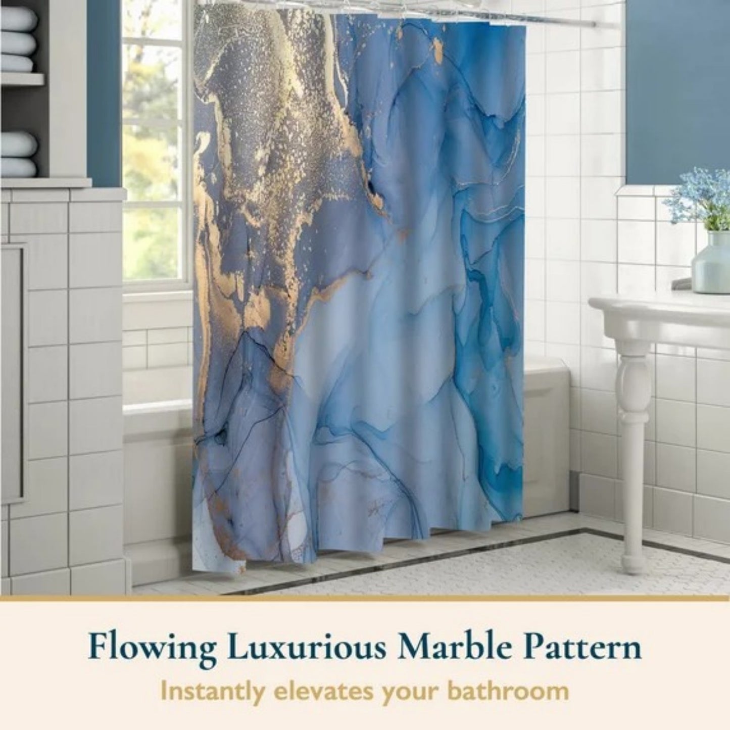LunaLulinlk Shower Curtain with Hooks – Heavy-Duty Mold/Mildew-Resistant