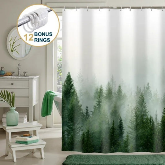 LunaLulinlk Shower Curtain with Hooks – Heavy-Duty Mold/Mildew-Resistant