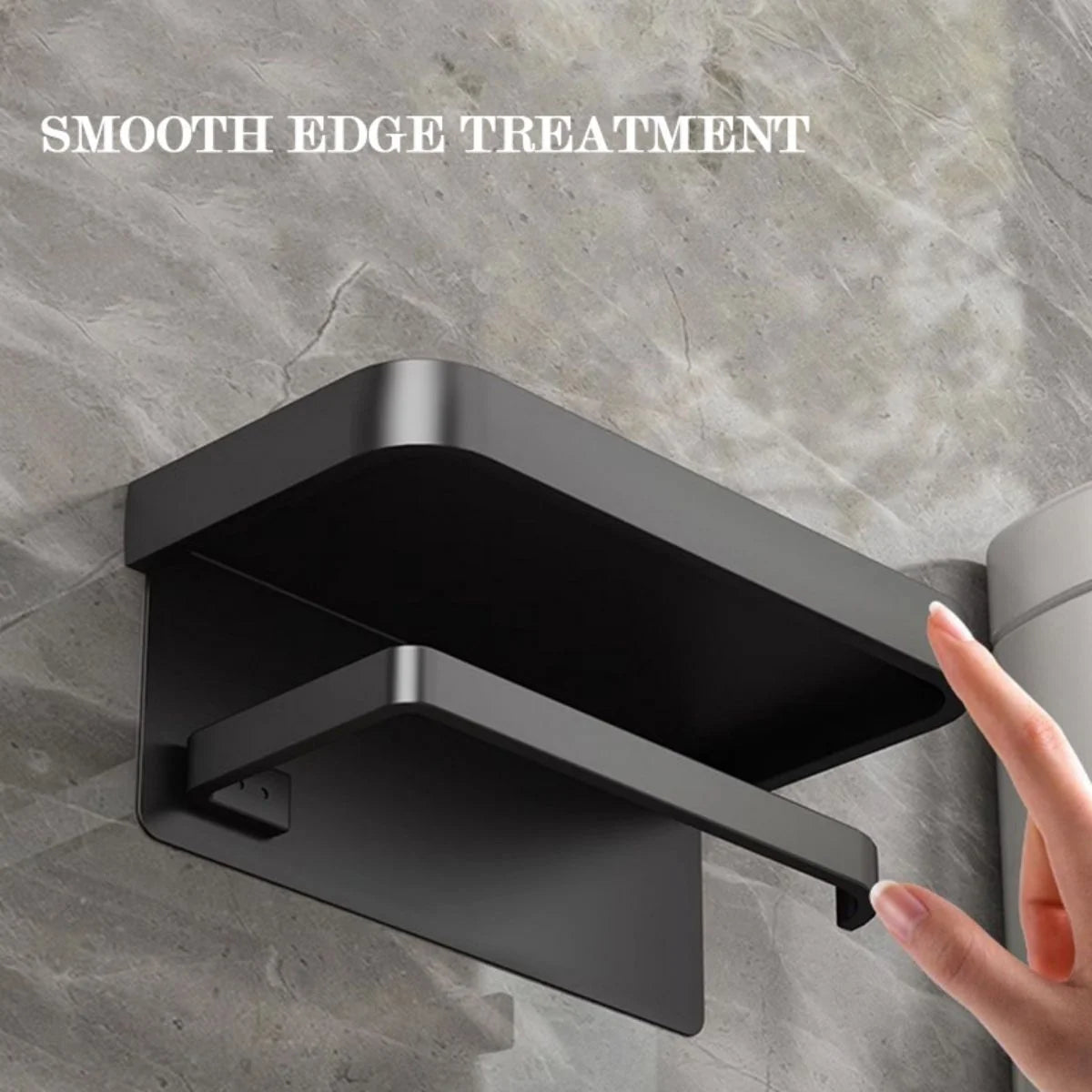 LunaLulinlk Toilet Paper Holder, Wall Mounted Toilet Paper Roll Holder, with Phone Shelf, Rustproof Toilet Tissue Holder, No Nail Toilet Roll