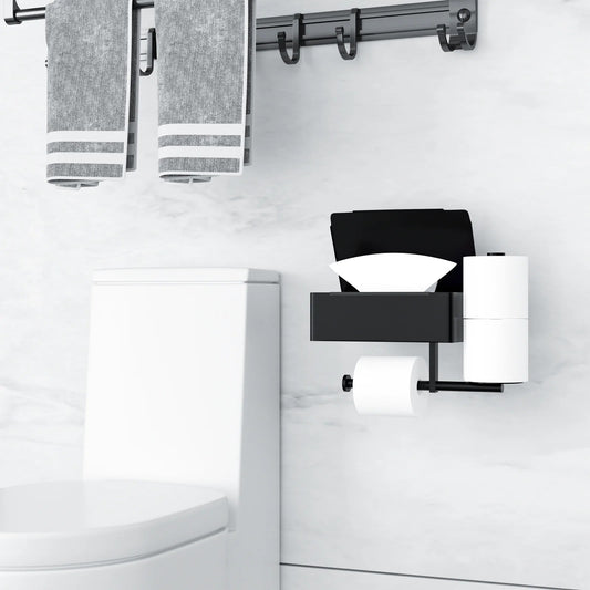 LunaLulinlk Toilet Paper Holder Wall Mount Stainless Steel Shelf with Toilet Roll Storage & Wipes Dispenser for Bathroom
