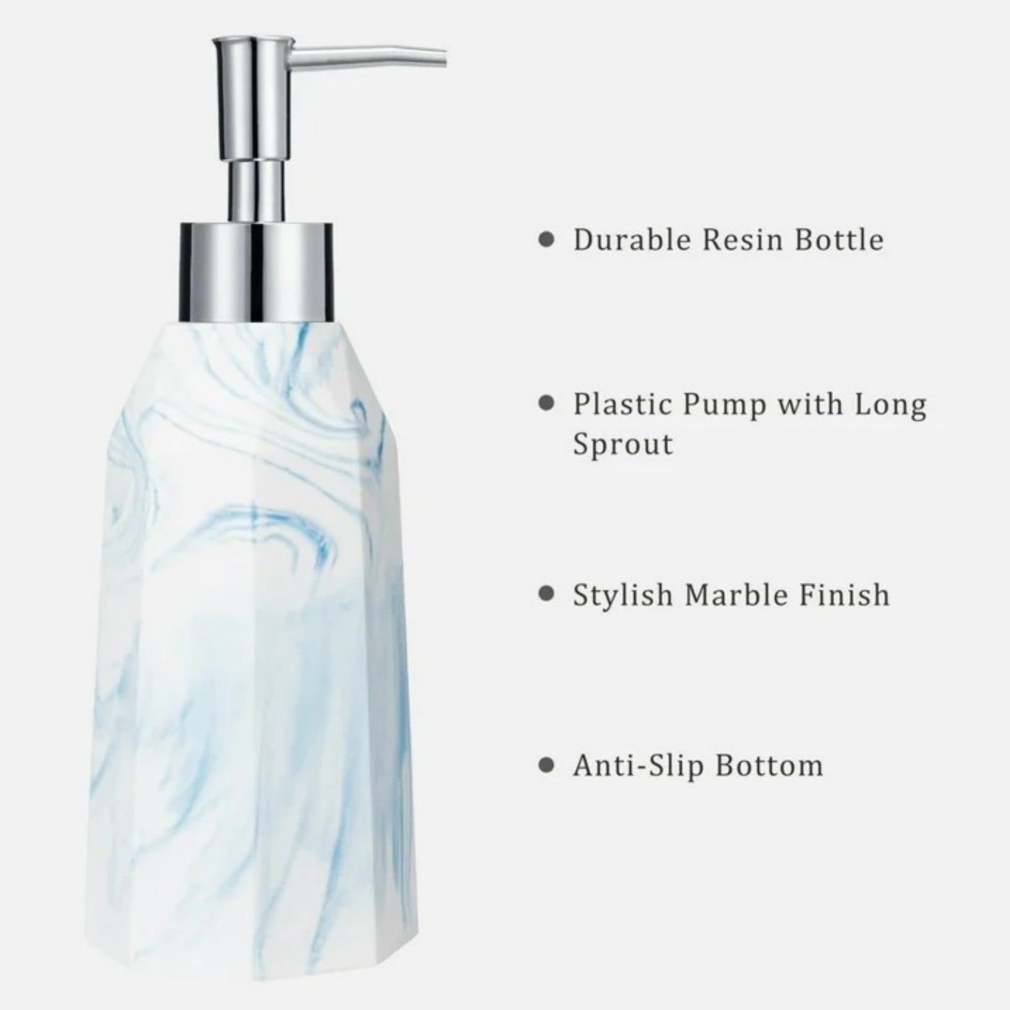 LunaLulinlk Siaomo Soap Dispenser with Pump, [8.45 oz] Resin with Marble Finish White +Blue Ripple