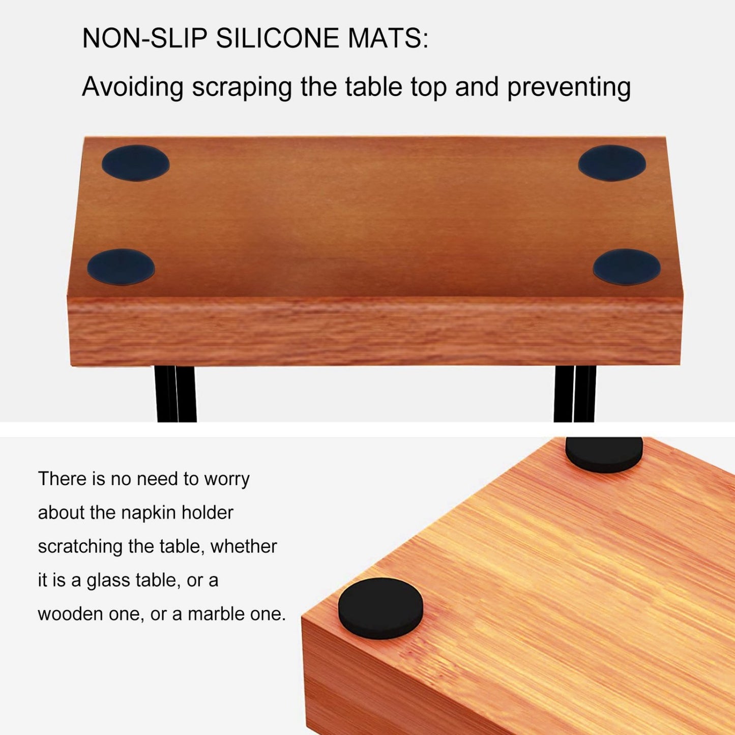 LunaLulinlk Table Napkin Holder Wooden Iron Standing Paper Towel Organizer for Kitchen Cocktail Picnic 6x3x5.3inch Rectangle Black