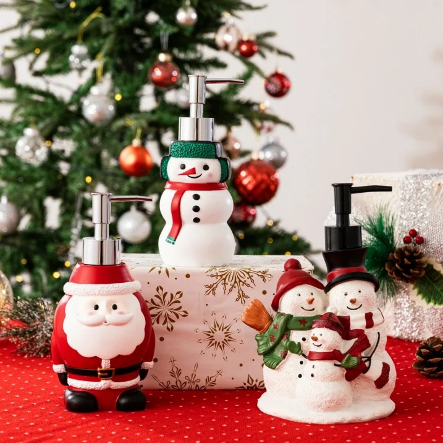LunaLulinlk Siaomo Christmas Soap Dispenser,Resin Snowman Soap Dispenser with Lotion Pump,Countertop Soap Dispenser (Snowman)