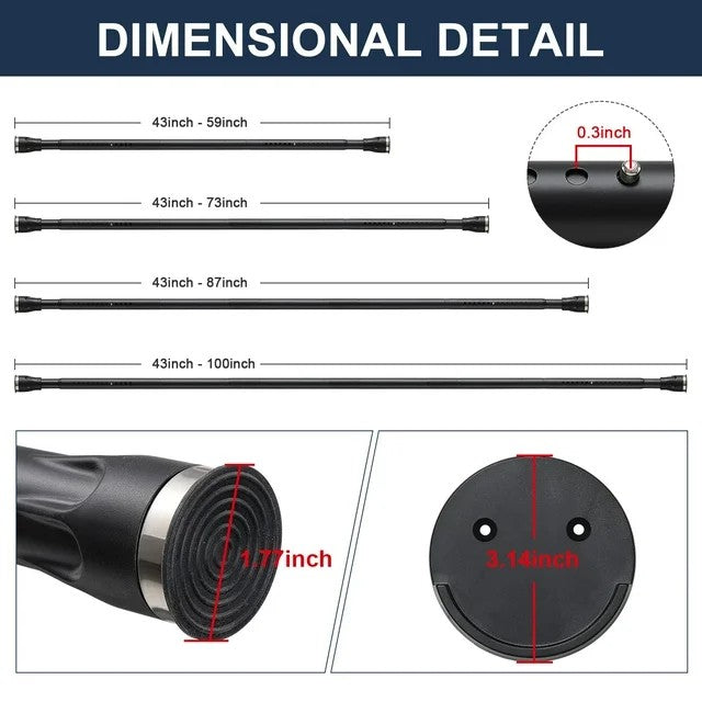 LunaLulinlk Shower Curtain Rod With Holders, 42 to 100 inch Tension Shower Curtain Rod No Drilling