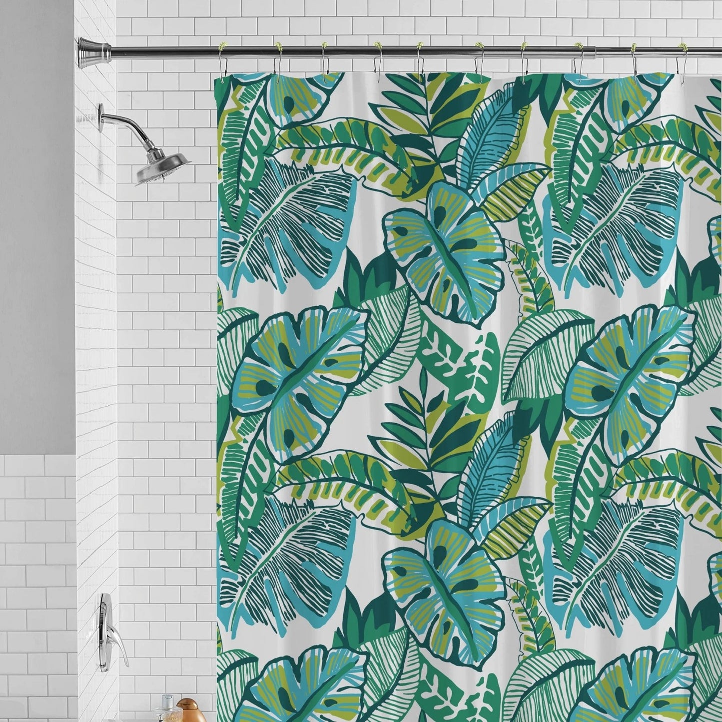 LunaLulinlk Waterproof Watercolor Jungle 30% Recycled PEVA Shower Curtain