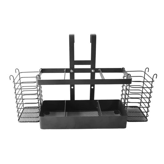 LunaLulinlk Tool Organizer, 3-in-1 Hair Dryer Holder Metal Bathroom Organizer Wall Mount Cabinet Door for Hair Dryer, Curling Iron, Makeup, Black