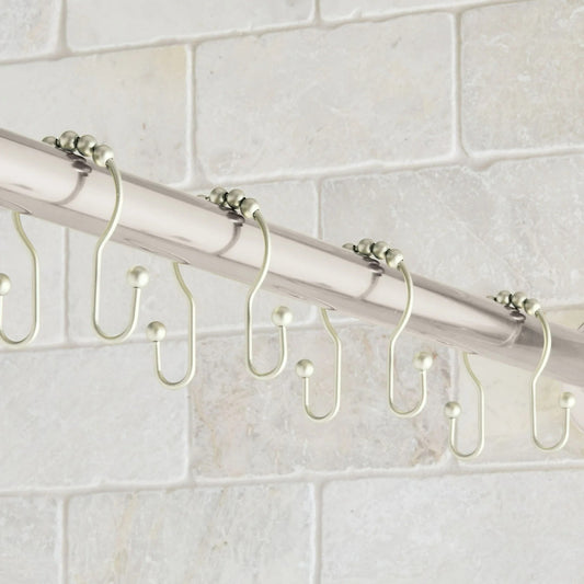 LunaLulinlk Rustproof Double Easy Glide Shower Hooks, Brushed Nickel, Set of 12