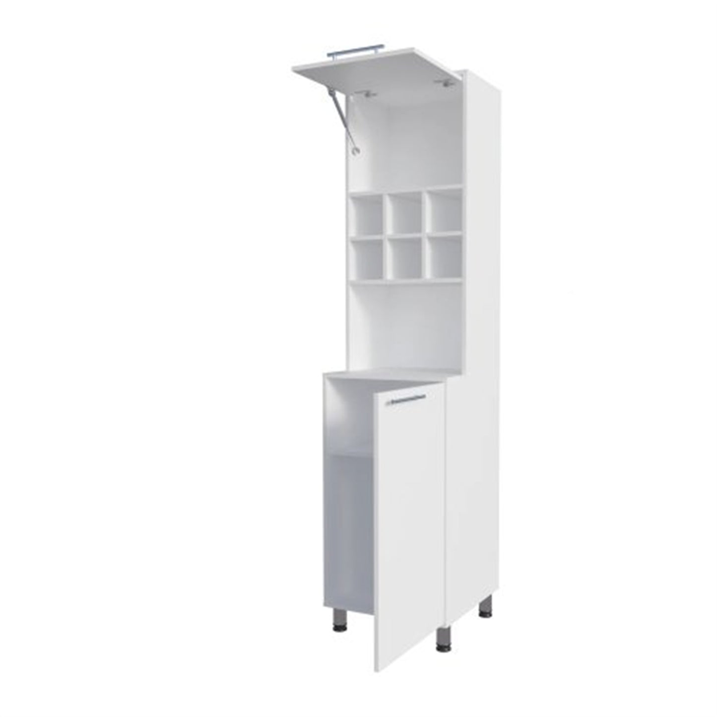 LunaLulinlk White Kitchen Pantry with Pneumatic Door and Open Storage