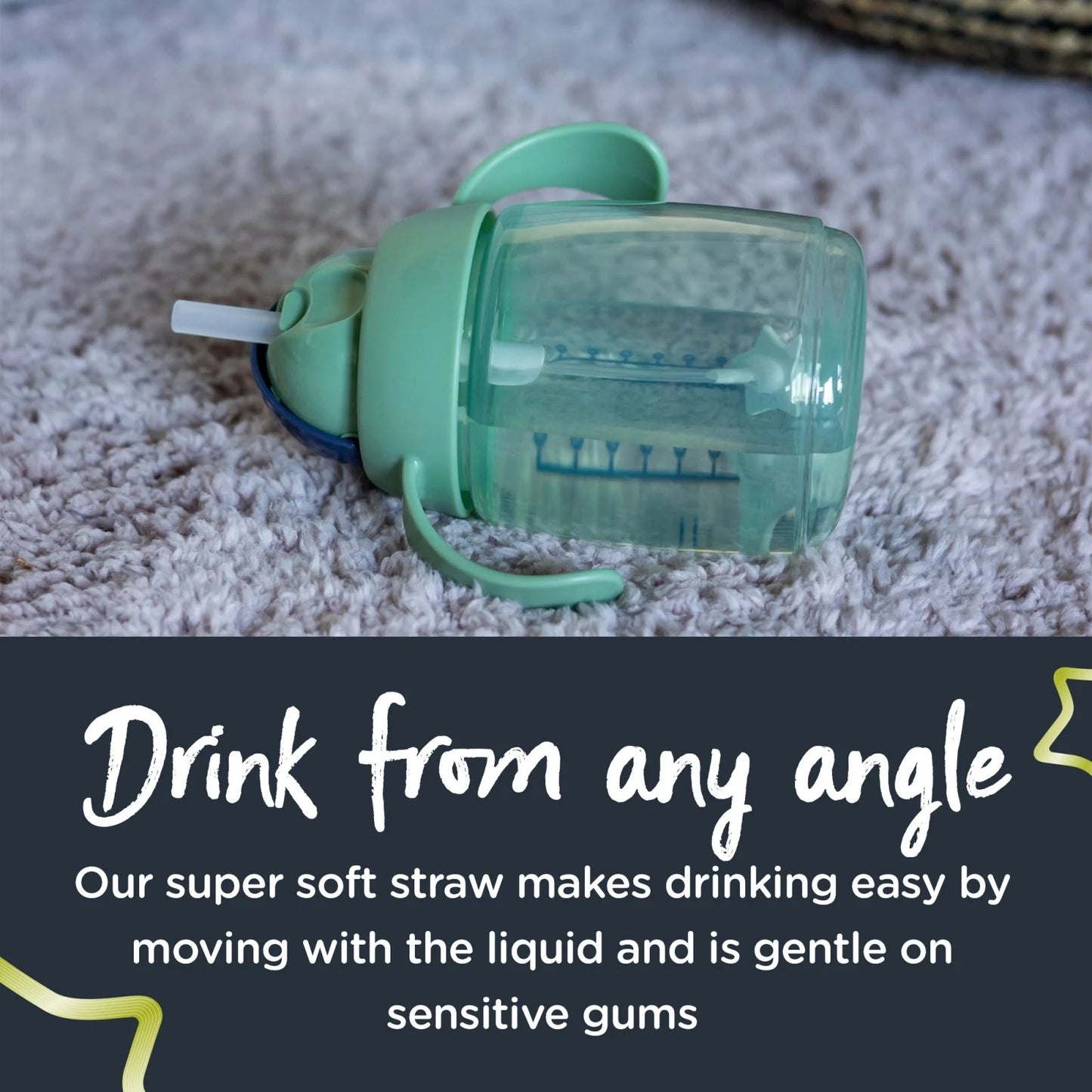 LunaLulinlk Weighted Straw Cup for Toddlers, 6 Months Plus, 10oz, Leak and Shake-Proof, Antimicrobial Technology