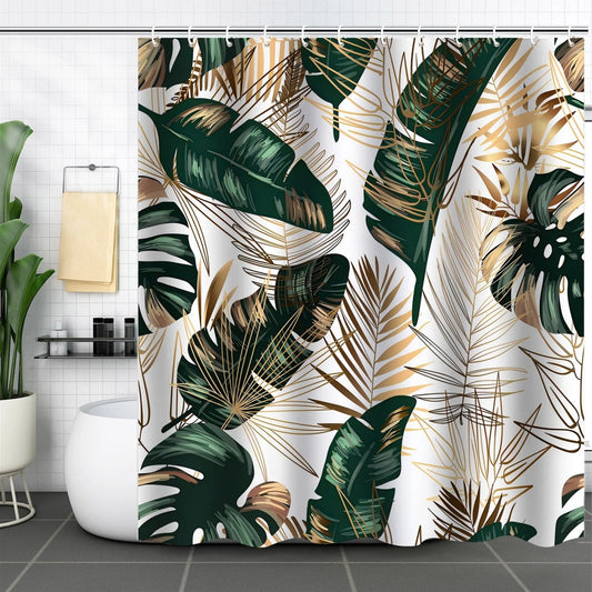 LunaLulinlk Tropical Palm Leaf Jungle Rainforest Plants Modern Boho Bathroom Curtain, 72x72
