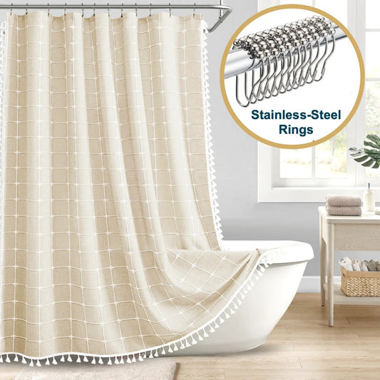 LunaLulinlk Tassel Shower Curtain Set with Hooks
