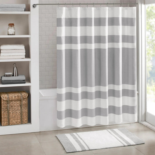 LunaLulinlk Spa Waffle Shower Curtain with 3M, Gray