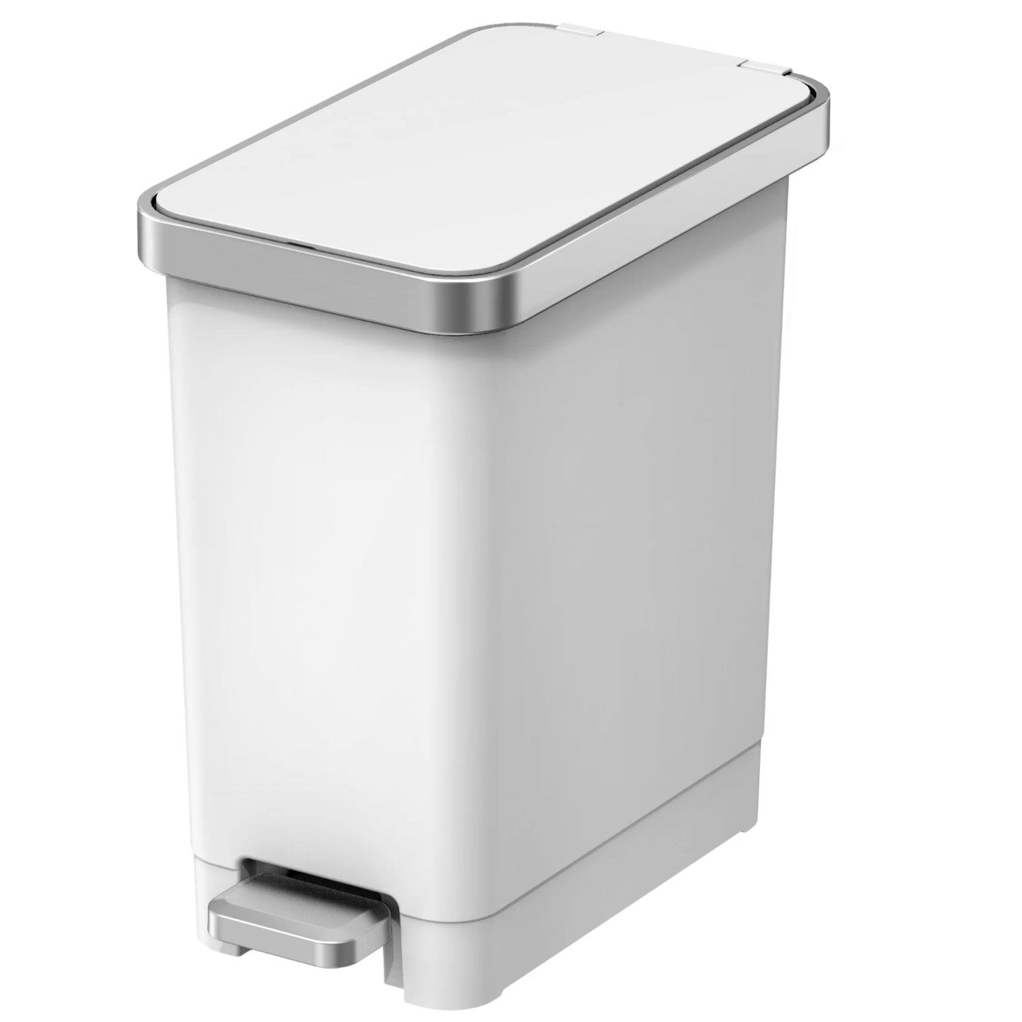 LunaLulinlk White (2-pack) 2.5-gallon plastic step-style trash can for bedroom, bathroom and office