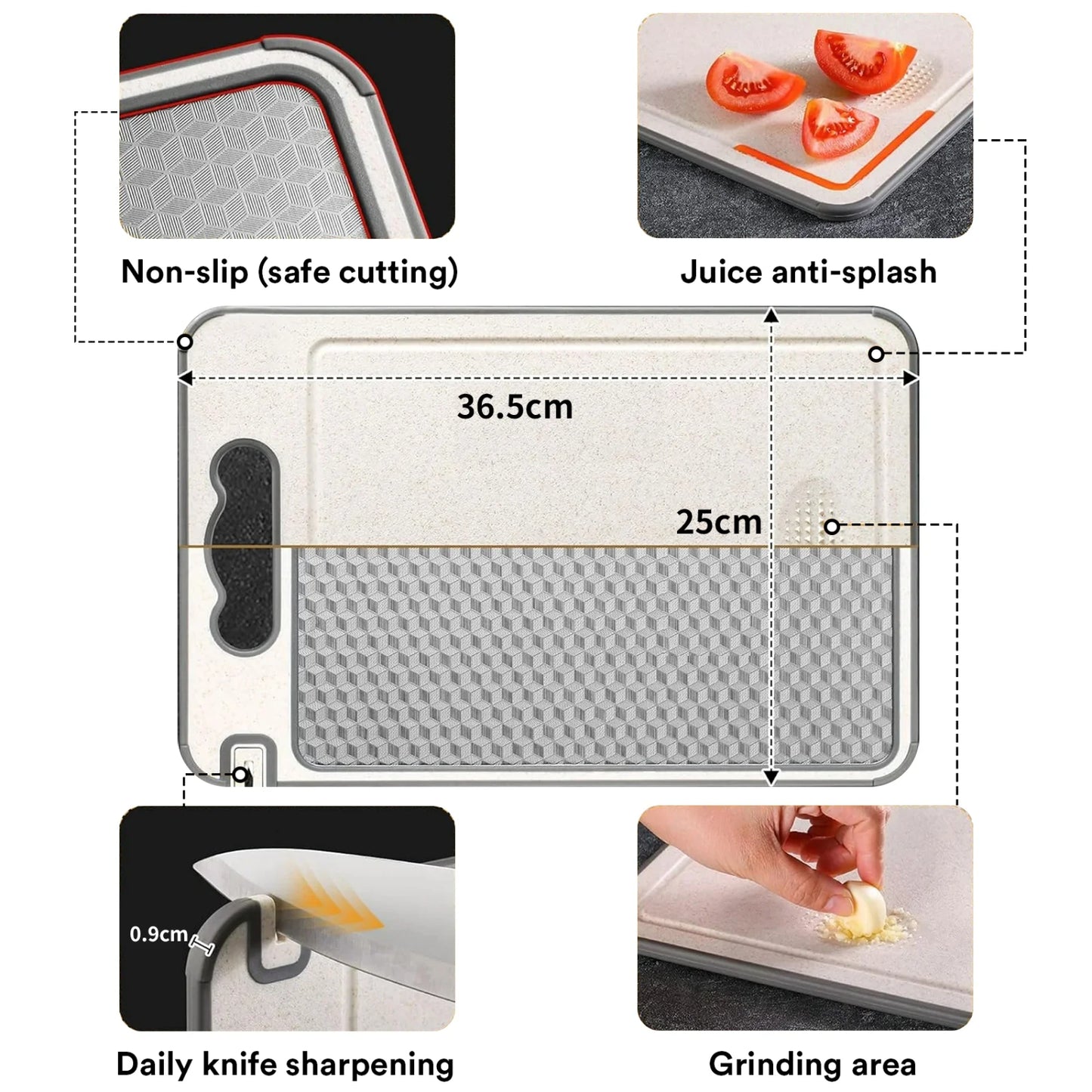 LunaLulinlk Titanium cutting board, wheat straw and stainless steel, double sided