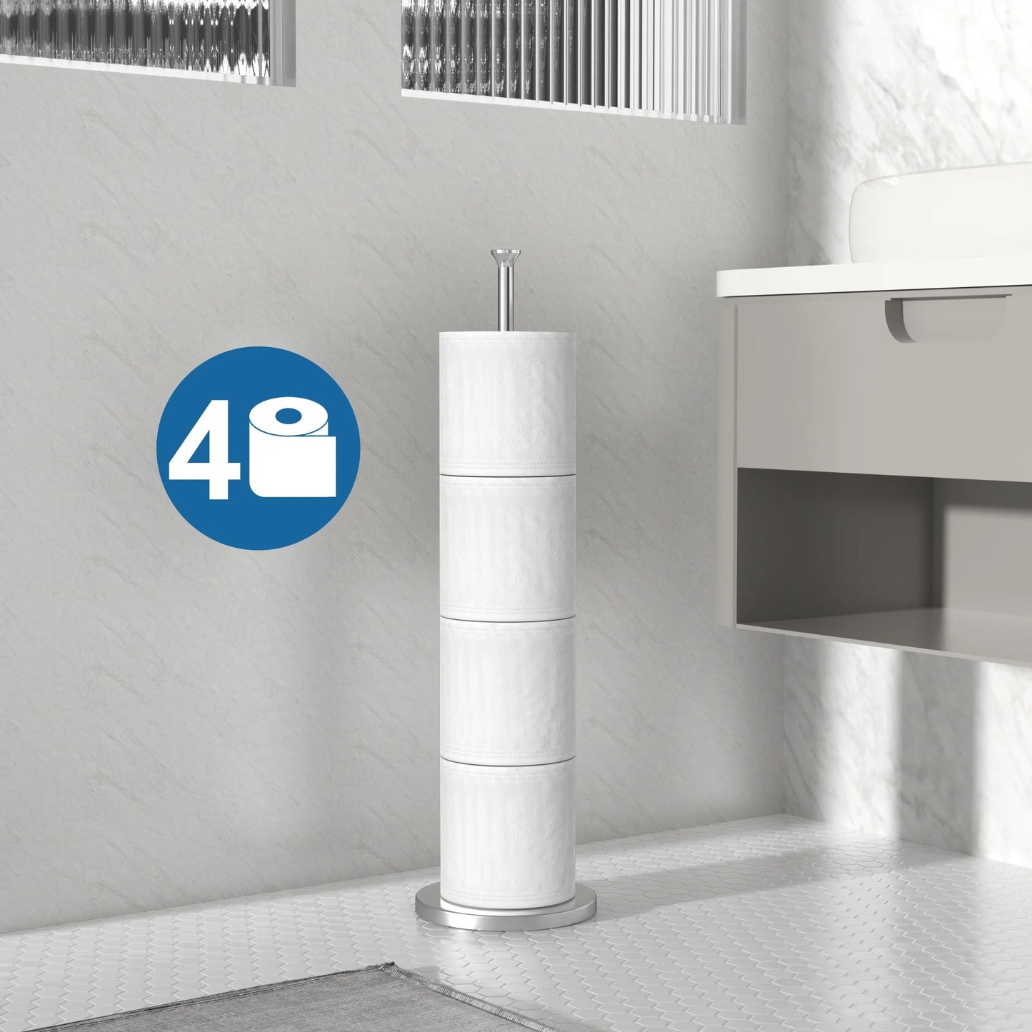 LunaLulinlk Toilet Roll Holder Stand(with Reserve Function), Free-Standing Toilet Paper Storage Holder