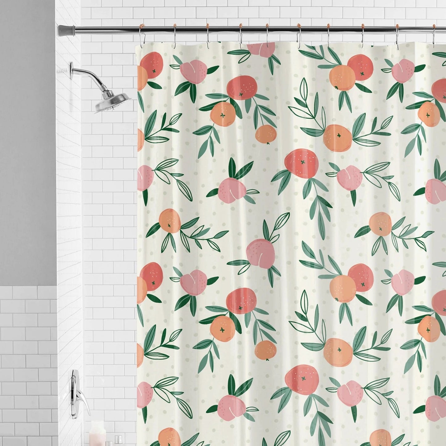 LunaLulinlk Waterproof Peaches Marble 30% Recycled PEVA Shower Curtain and Hooks