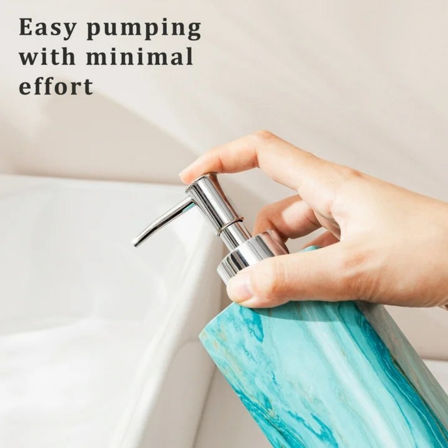 LunaLulinlk Soap Dispenser with Pump, [8.45 oz] Resin with Marble Finish, Hand Soap Dispenser Green Marble