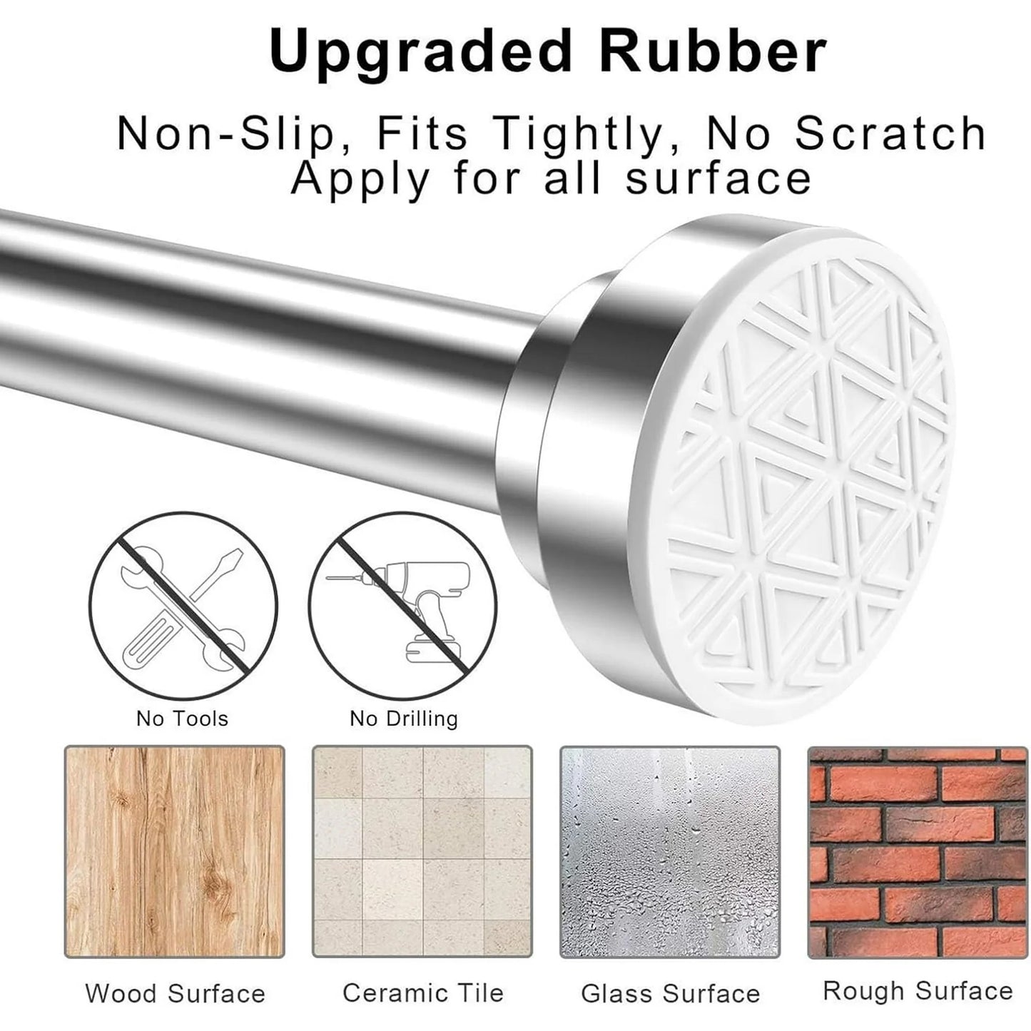LunaLulinlk Shower Curtain Rod extendable(23-114Inch), Splice mounting design, Non-Slip, Never Rust, Tension Curtain Rod
