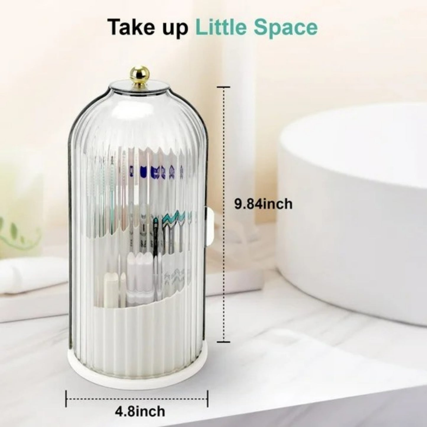 LunaLulinlk Toothbrush Holders with Sliding Lid, Rotating 3 Slots Bathroom Organizer Countertop, Tooth Brush Toothpaste Holder Bathroom