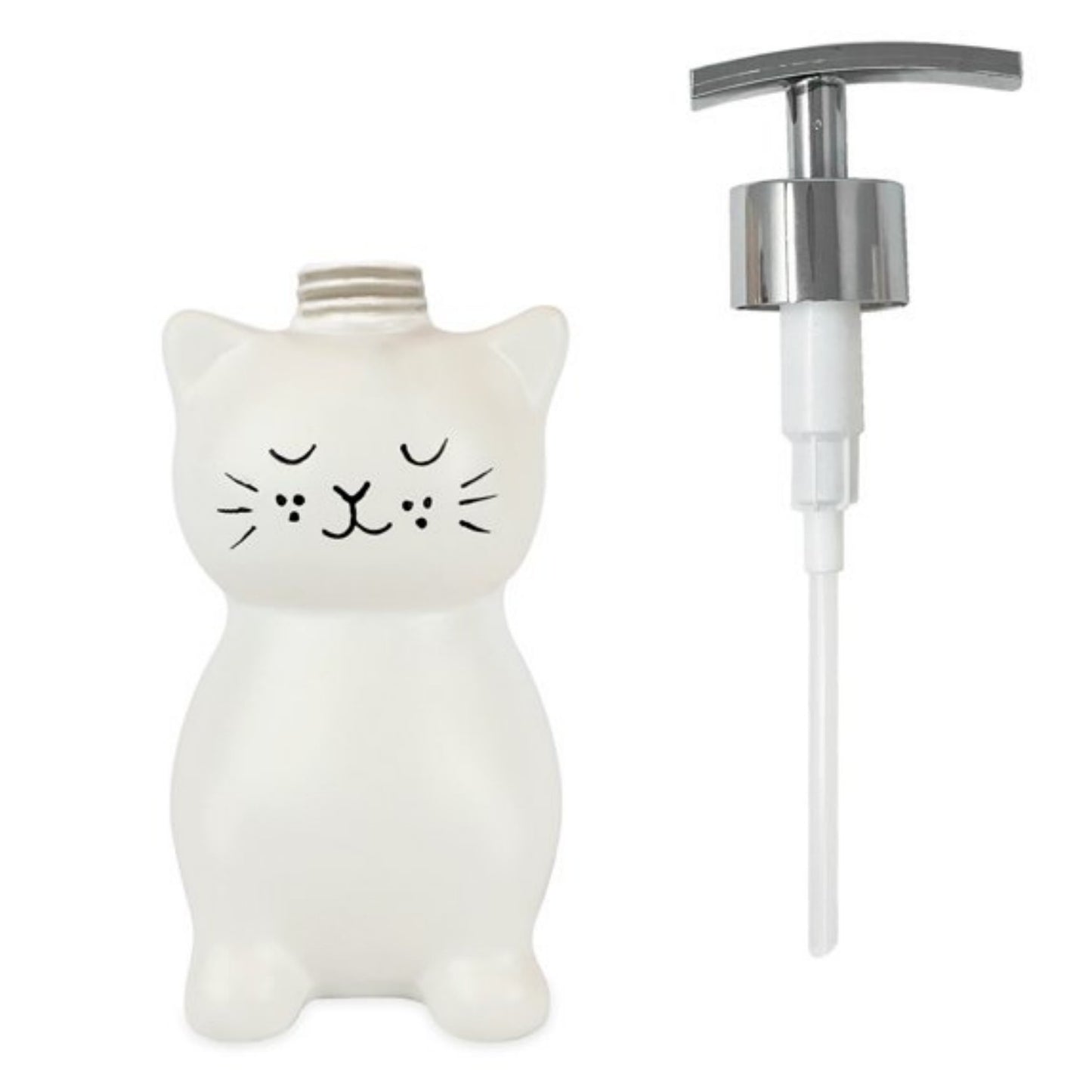 LunaLulinlk White Ceramic Cat Liquid Soap Pump/Lotion Dispenser
