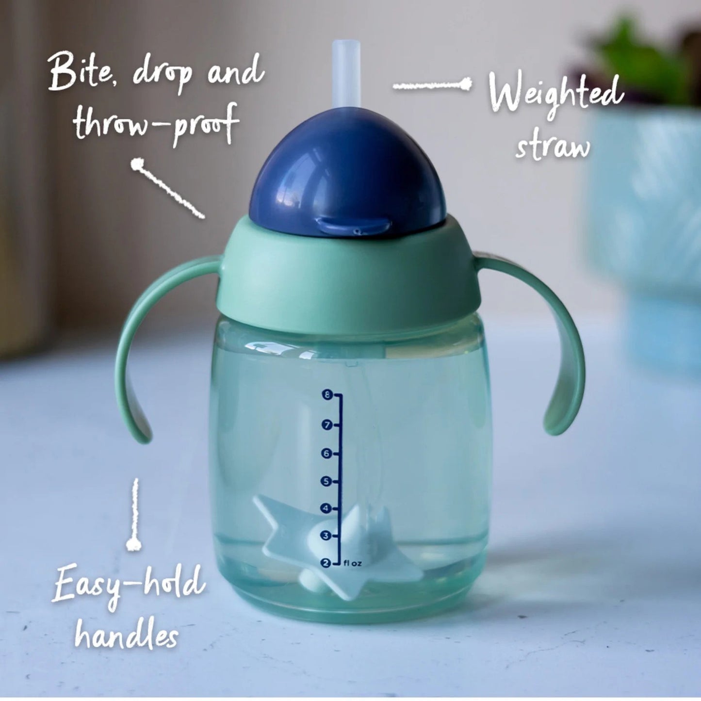 LunaLulinlk Weighted Straw Cup for Toddlers, 6 Months Plus, 10oz, Leak and Shake-Proof, Antimicrobial Technology