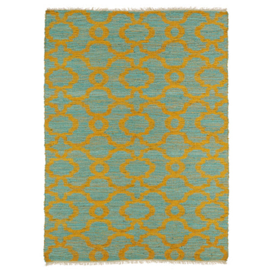 LunaLulinlk Turquoise Casual, Contemporary, Modern, Textured Loop Pile 5' x 7'9" Rectangle Area Rug