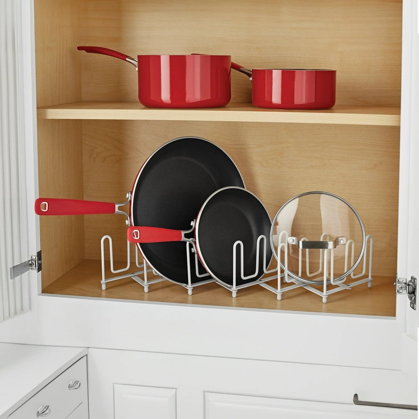 LunaLulinlk(2 pack) Expandable Pan & Lid Organizer, White