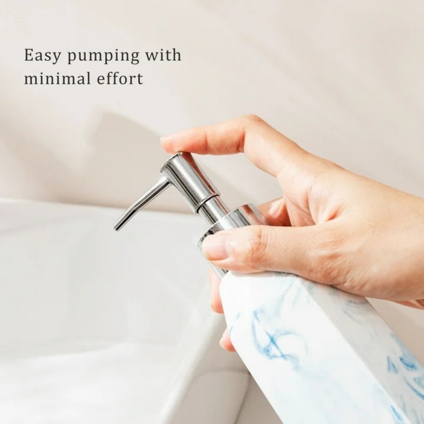 LunaLulinlk Siaomo Soap Dispenser with Pump, [8.45 oz] Resin with Marble Finish White +Blue Ripple