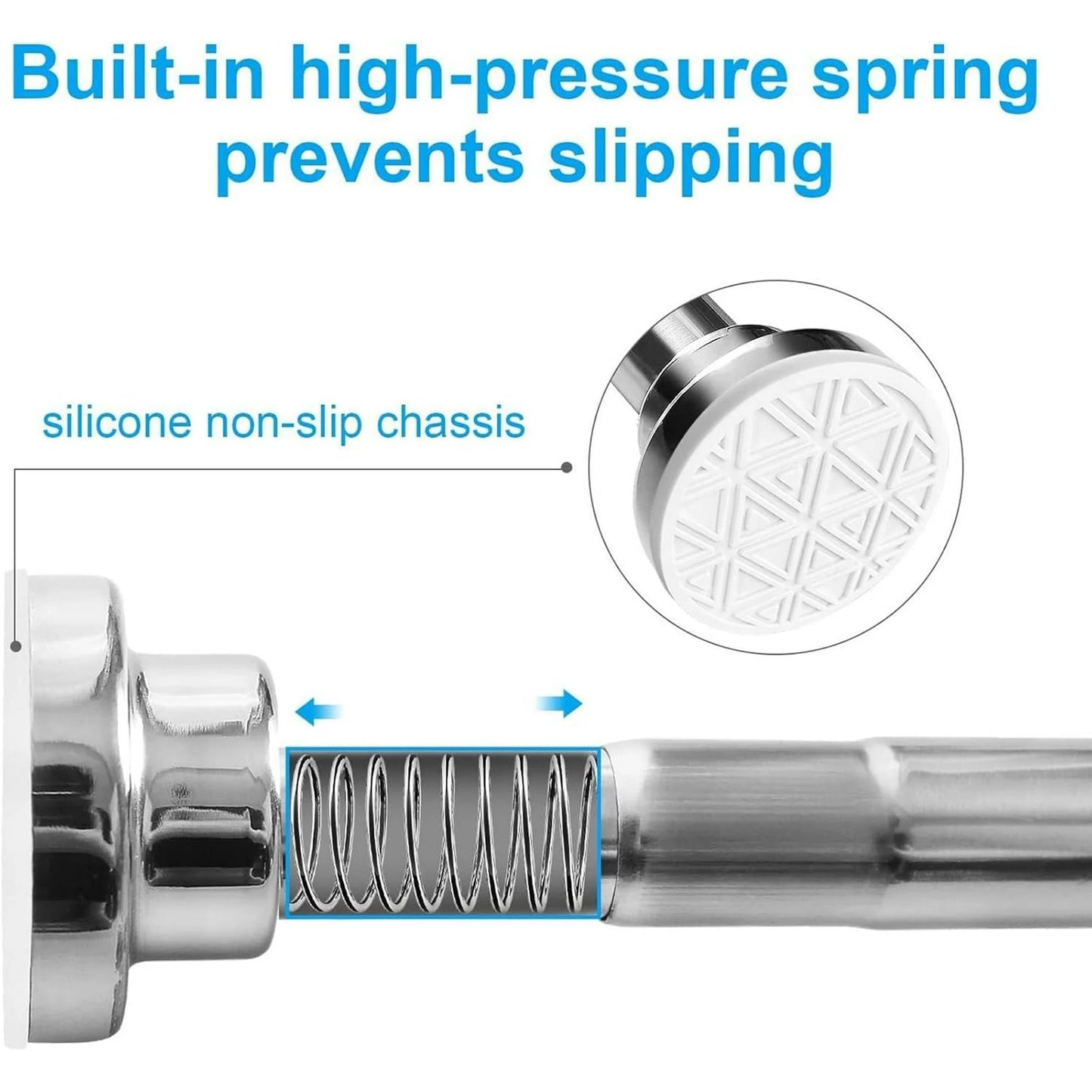 LunaLulinlk Shower Curtain Rod extendable(23-114Inch), Splice mounting design, Non-Slip, Never Rust, Tension Curtain Rod