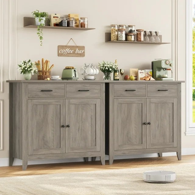 LunaLulinlk Storage Cabinet with 2 Drawers and 2 Doors, Wood Accent Cabinet for Living Room,Kitchen