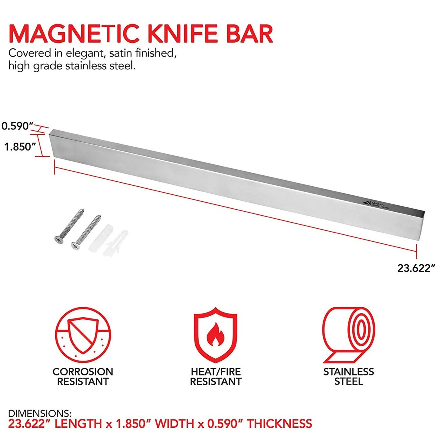 LunaLulinlk Stainless Steel 24" Magnetic Knife Bar with Multipurpose Use as Home Organizer