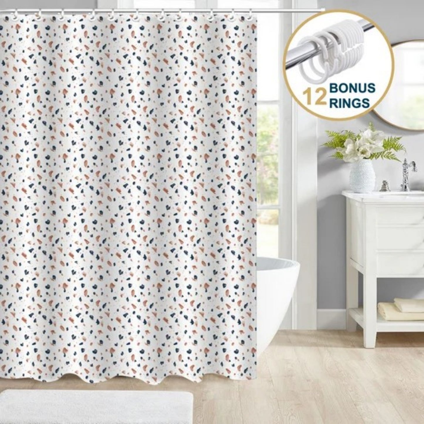 LunaLulinlk Weighted-Hem Fabric Bathroom Curtain