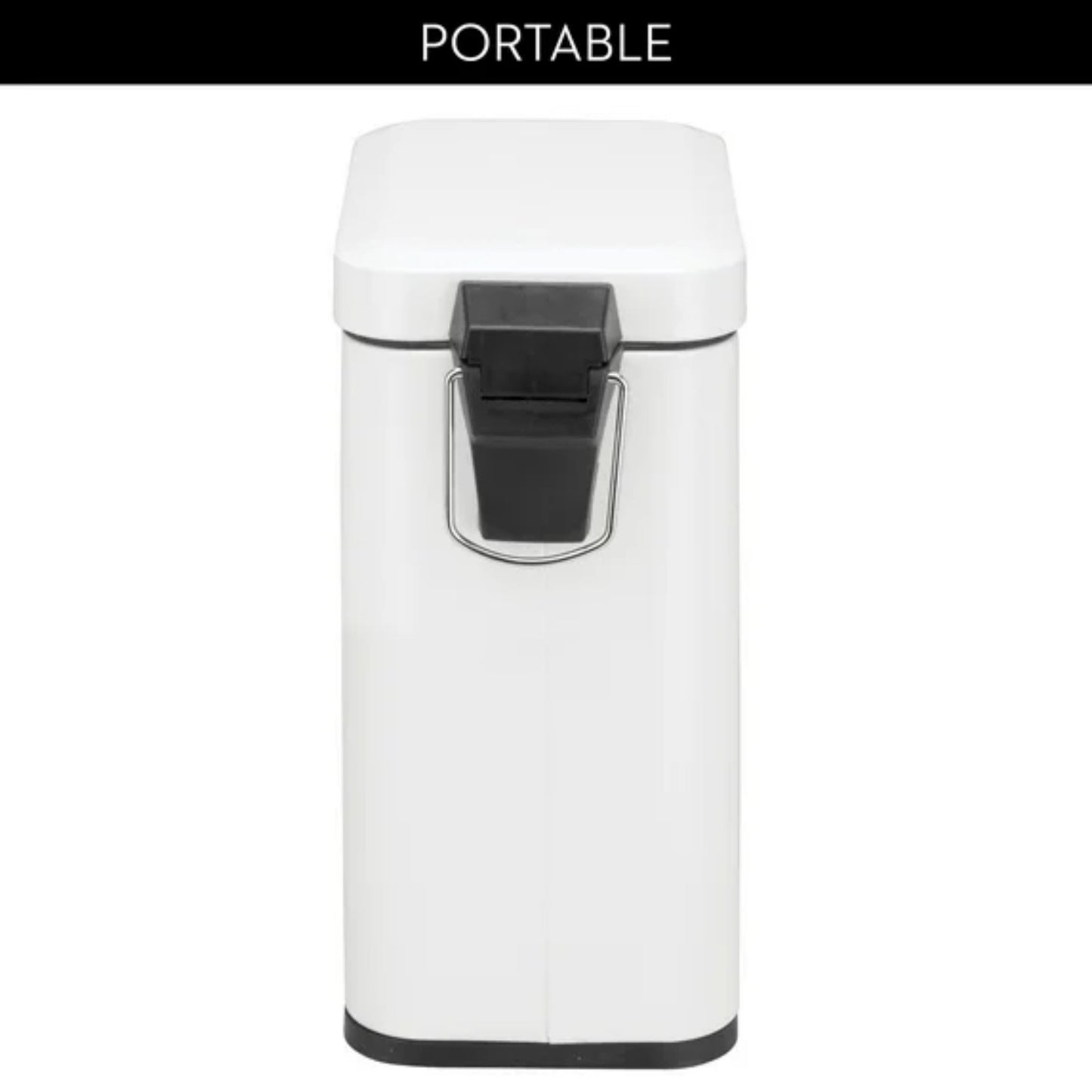 LunaLulinlk White Step-on Steel Wastebasket with Removable Bucket Insert for Bathroom, 5" x 8" x 11"