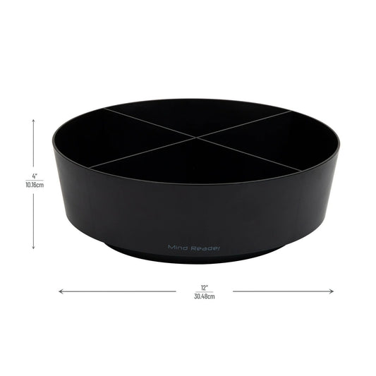 LunaLulinlk Snack Carousel, Countertop Organizer, Snack Tray, 12"L x 12"W x 4"H, Black