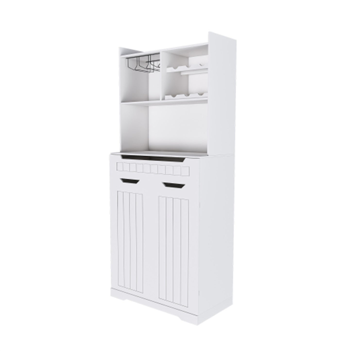 LunaLulinlk White Buffet Cabinet with Hutch - Modern Farmhouse Kitchen Storage Sideboard, Coffee Bar Station or Liquor