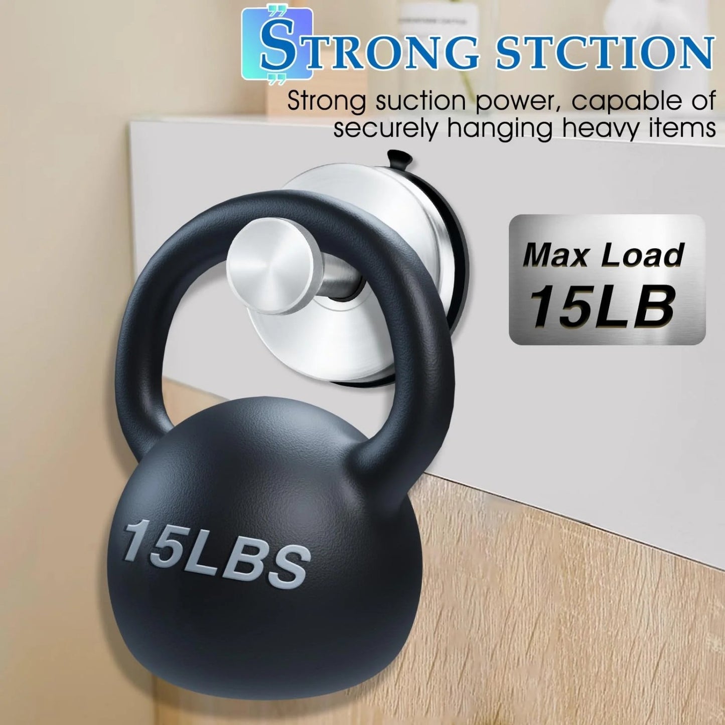 LunaLulinlk Vacuum Metal Suction Cup Hooks Stainless Steel Shower Holder Hanger for Bathroom(Silver 2pcs)