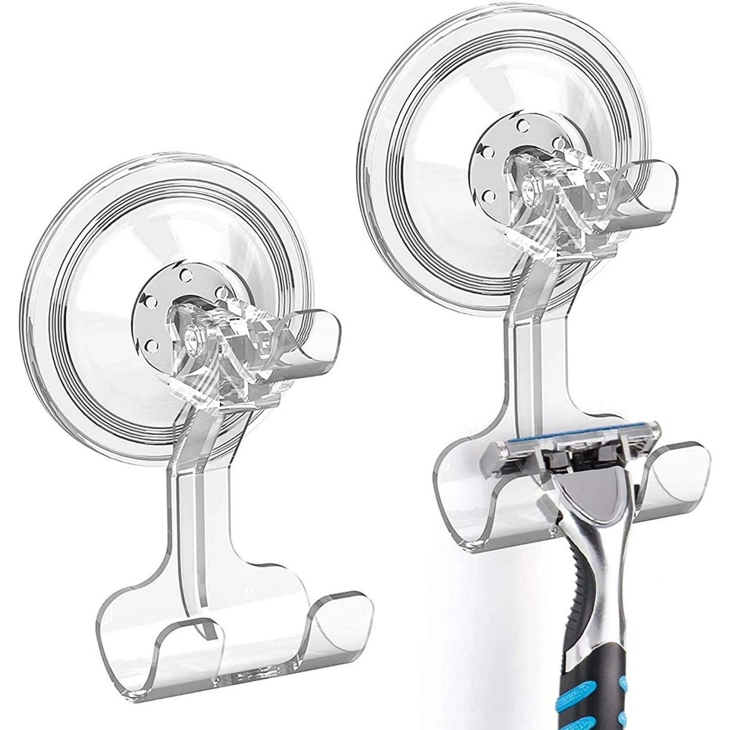 LunaLulinlk Shower Suction Hooks, Suction Cup Shower Razor Holder Reusable Removable Waterproof Suction Cup Hooks hanger 2 Pack