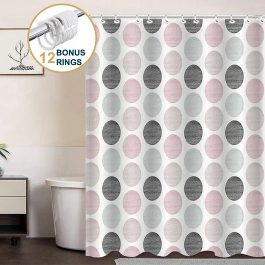 LunaLulinlk Weighted-Hem Fabric Bathroom Curtain, Water-Repellent