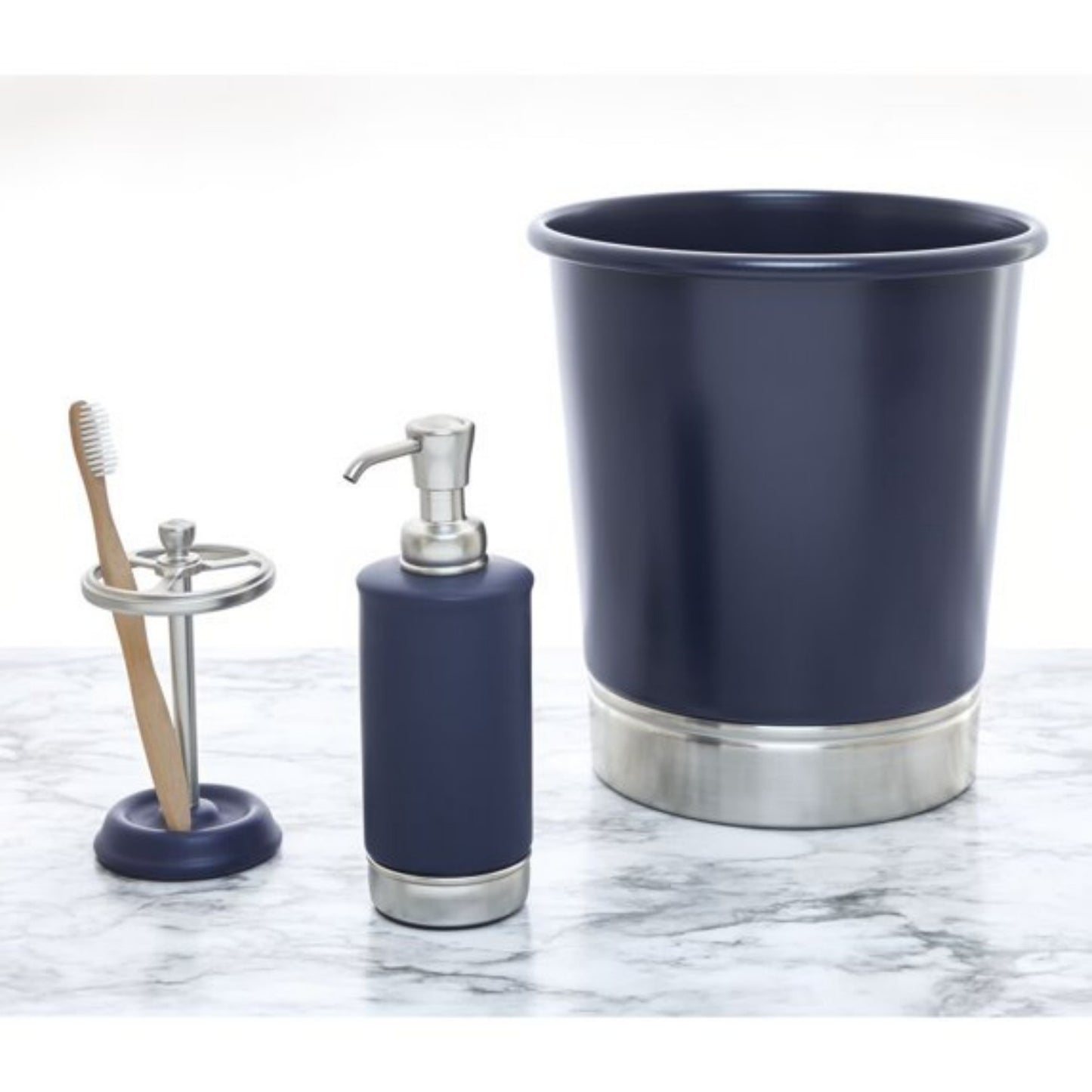 LunaLulinlk Steel Bathroom and Home Waste Can, Navy Blue