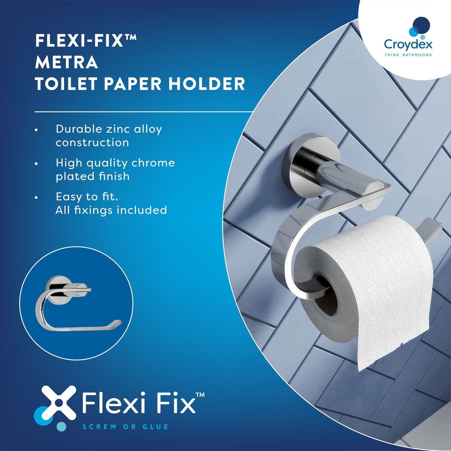 LunaLulinlk Wall-Mounted Toilet Paper Holder in Chrome