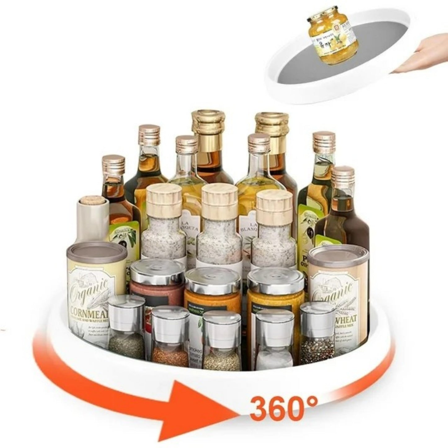 LunaLulinlk Turntable Refrigerator, Turntable Organiser, 360° Rotating Turntable, Spice Rack, Lazy Susan Kitchen Organiser