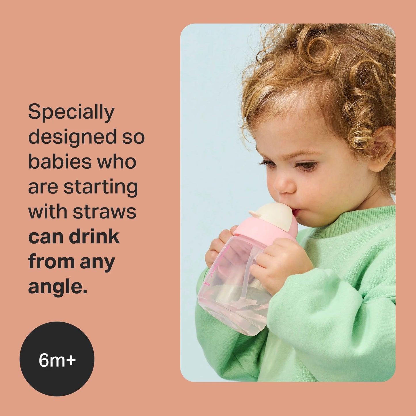 LunaLulinlk Weighted Straw Cup, 10oz, 6 Months+, Easy Transition Toddler Cup, Silicone Weighted Straw and Easy-hold Handles, Mint, 1 Count